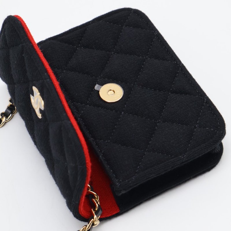 CHANEL 23C帆布鍊帶小包 - 黑金-7