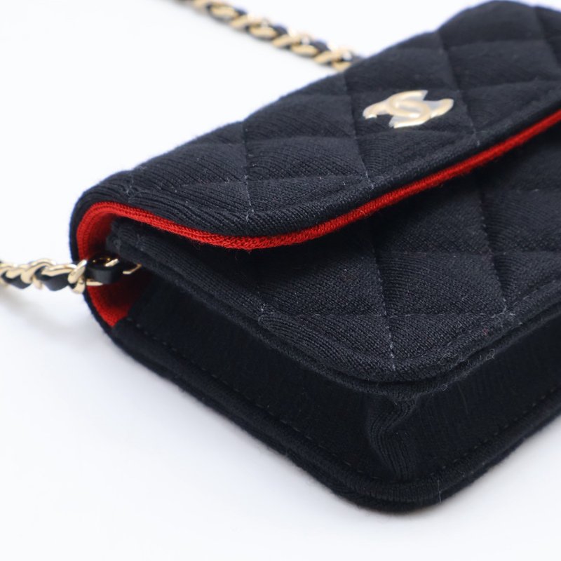 CHANEL 23C帆布鍊帶小包 - 黑金-9