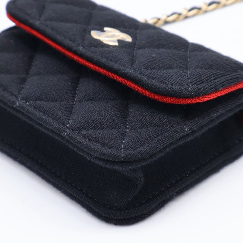 CHANEL 23C帆布鍊帶小包 - 黑金-10