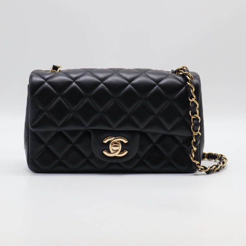 CHANEL 經典口蓋包Mini CF20 - 黑金-0