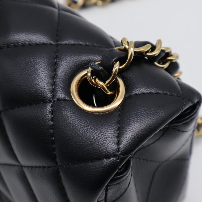 CHANEL 經典口蓋包Mini CF20 - 黑金-8