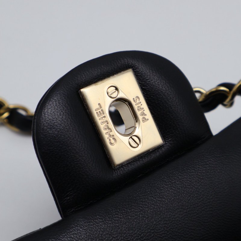CHANEL 經典口蓋包Mini CF20 - 黑金-11