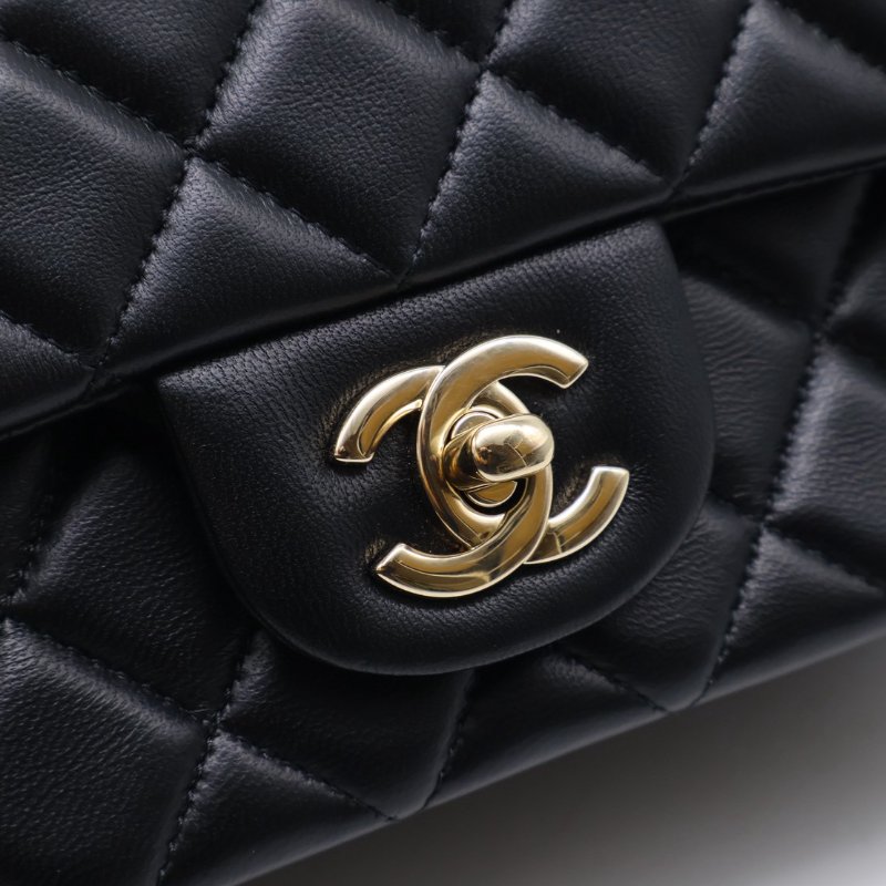 CHANEL 經典口蓋包Mini CF20 - 黑金-15