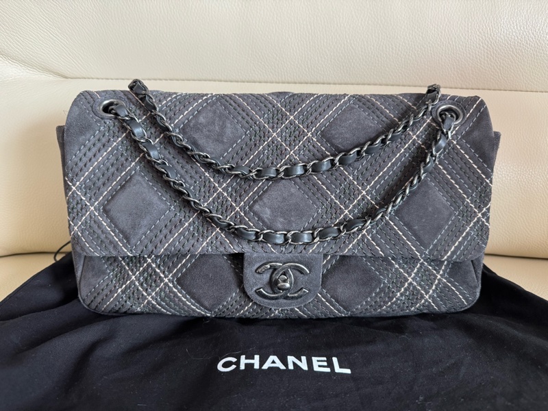 香奈兒 CF 麂皮鏈條包-0