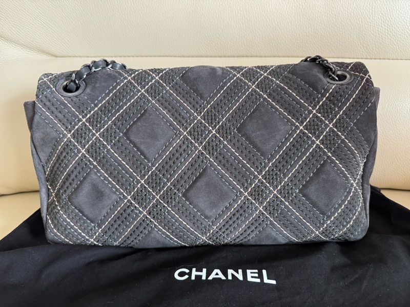 香奈兒 CF 麂皮鏈條包-1