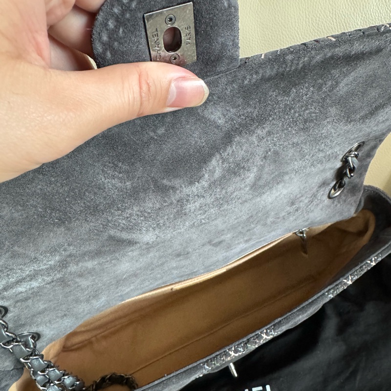 香奈兒 CF 麂皮鏈條包-3