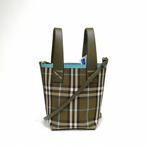 Burberry 巴寶莉格子帆布手提托特包斜挎包mini