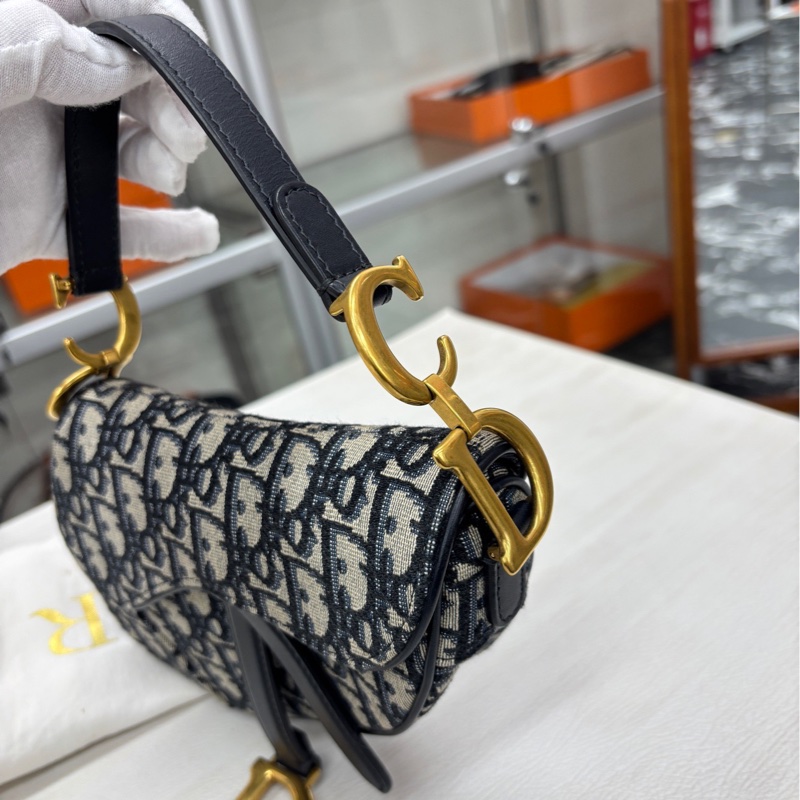 【99新】 Dior 藍金老花mini 馬鞍包 單肩手提包-1
