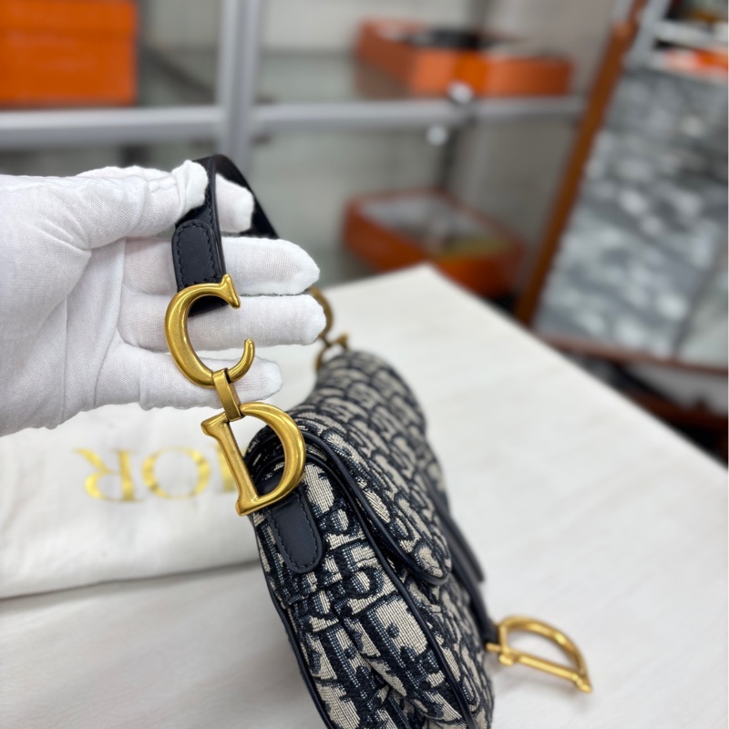【99新】 Dior 藍金老花mini 馬鞍包 單肩手提包-2