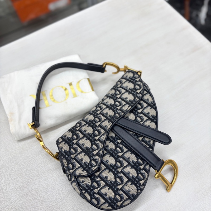 【99新】 Dior 藍金老花mini 馬鞍包 單肩手提包-3