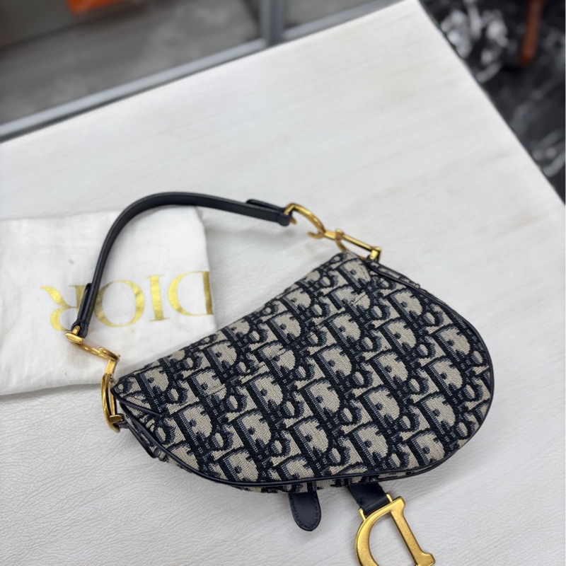 【99新】 Dior 藍金老花mini 馬鞍包 單肩手提包-4