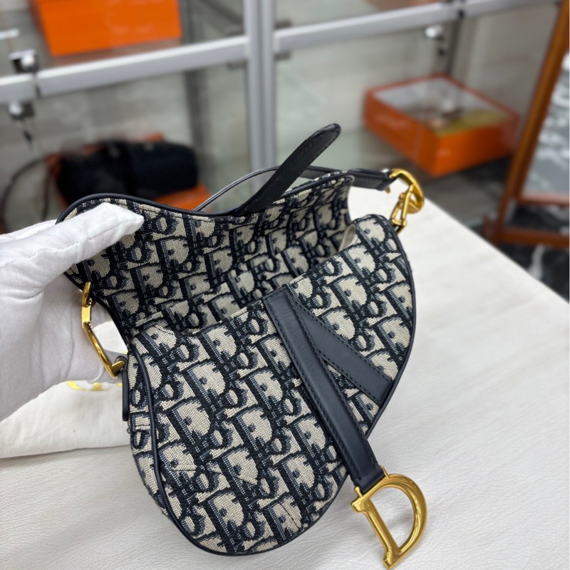 【99新】 Dior 藍金老花mini 馬鞍包 單肩手提包-6