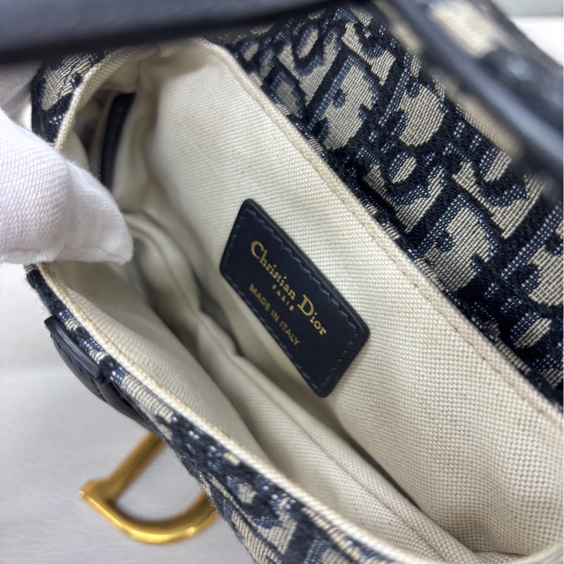 【99新】 Dior 藍金老花mini 馬鞍包 單肩手提包-7