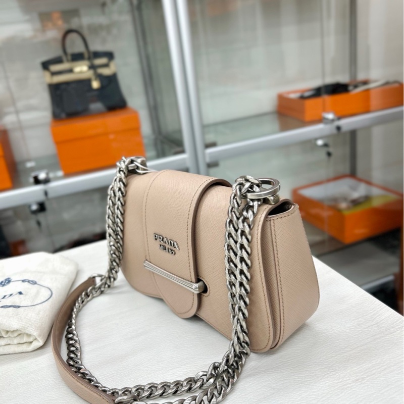 【99新】 Prada 裸粉色十字紋牛皮Sidonie鏈條包 單肩包-2