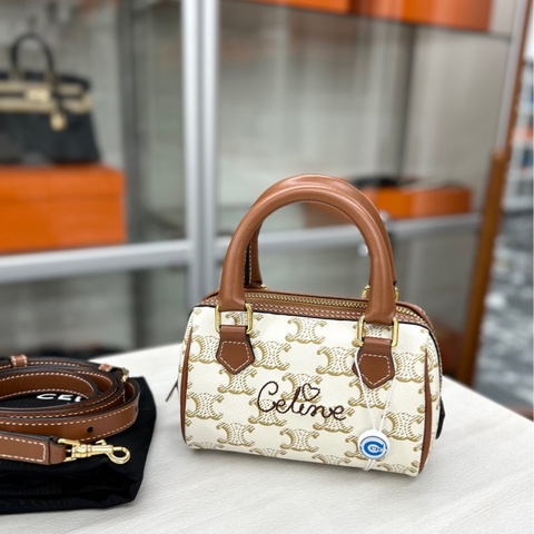 【99新】 CELINE 凱旋門刺繡nano speedy 手提包斜挎包