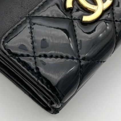 🌷Chanel *稀少*菱格漆皮錢包短夾｜經典花紋✦fufu style 精品✦ 氣質款｜皮夾.錢包-5