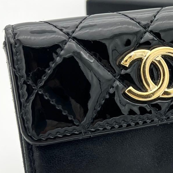 🌷Chanel *稀少*菱格漆皮錢包短夾｜經典花紋✦fufu style 精品✦ 氣質款｜皮夾.錢包-9