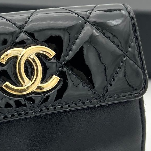 🌷Chanel *稀少*菱格漆皮錢包短夾｜經典花紋✦fufu style 精品✦ 氣質款｜皮夾.錢包-10