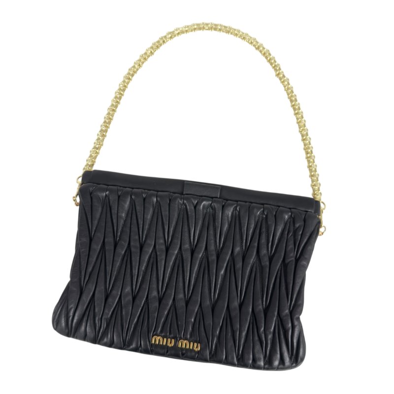 MIU MIU *自加鏈＞送無品牌扣＋無品牌鏈帶* 皺摺 肩背包-0