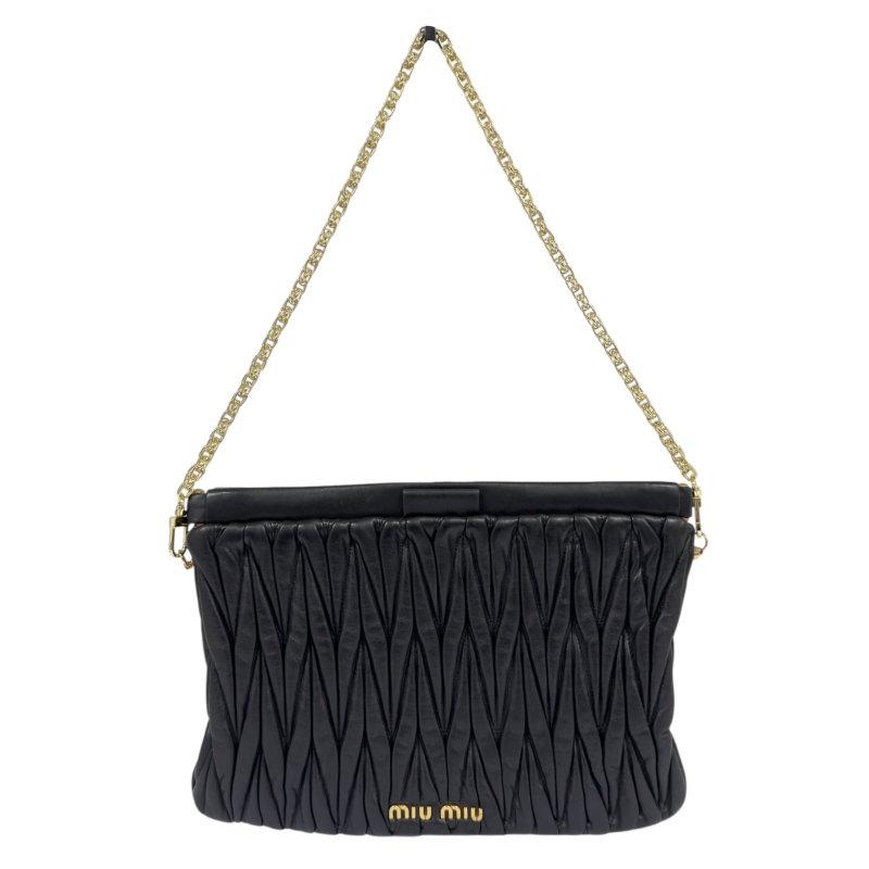 MIU MIU *自加鏈＞送無品牌扣＋無品牌鏈帶* 皺摺 肩背包-1