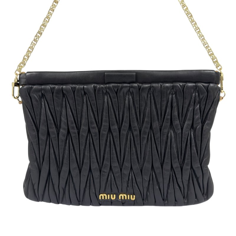 MIU MIU *自加鏈＞送無品牌扣＋無品牌鏈帶* 皺摺 肩背包-2