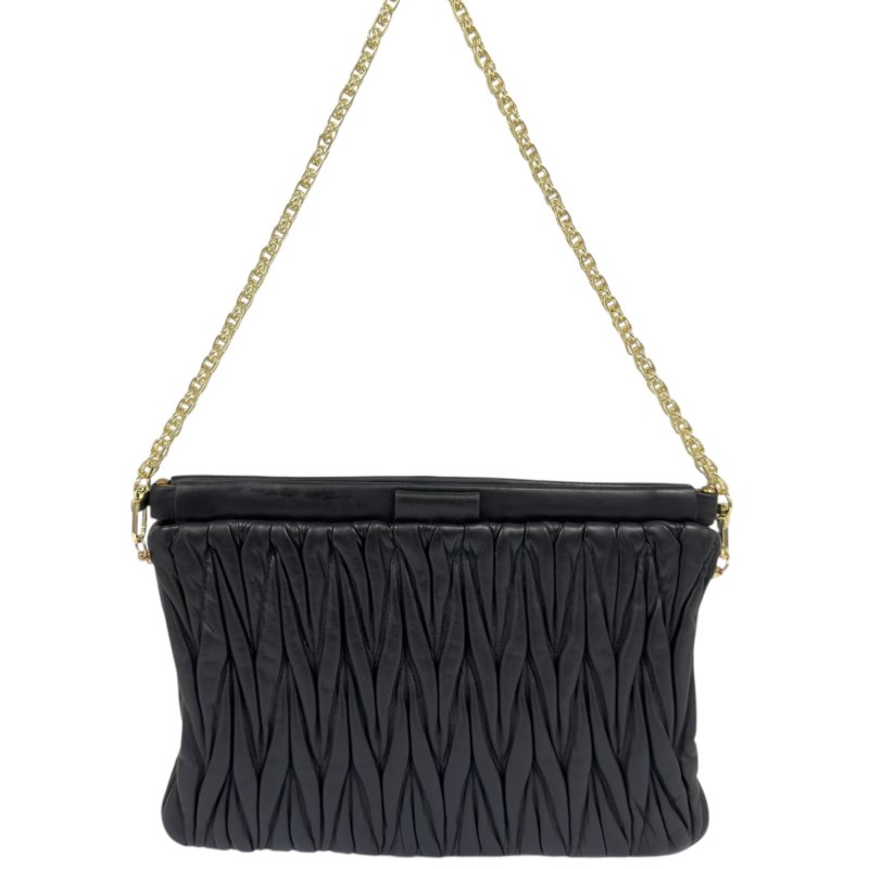 MIU MIU *自加鏈＞送無品牌扣＋無品牌鏈帶* 皺摺 肩背包-6