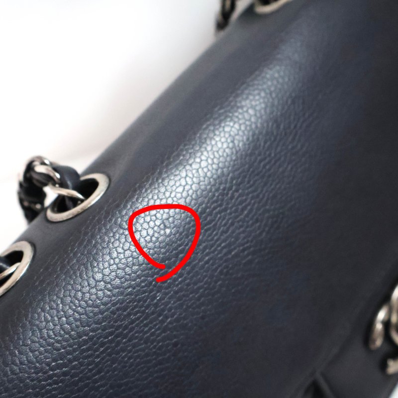 金鐸精品~C792 CHANEL 香奈兒 深藍色荔枝紋小牛皮 雙掀蓋金屬鍊帶側肩背包-8