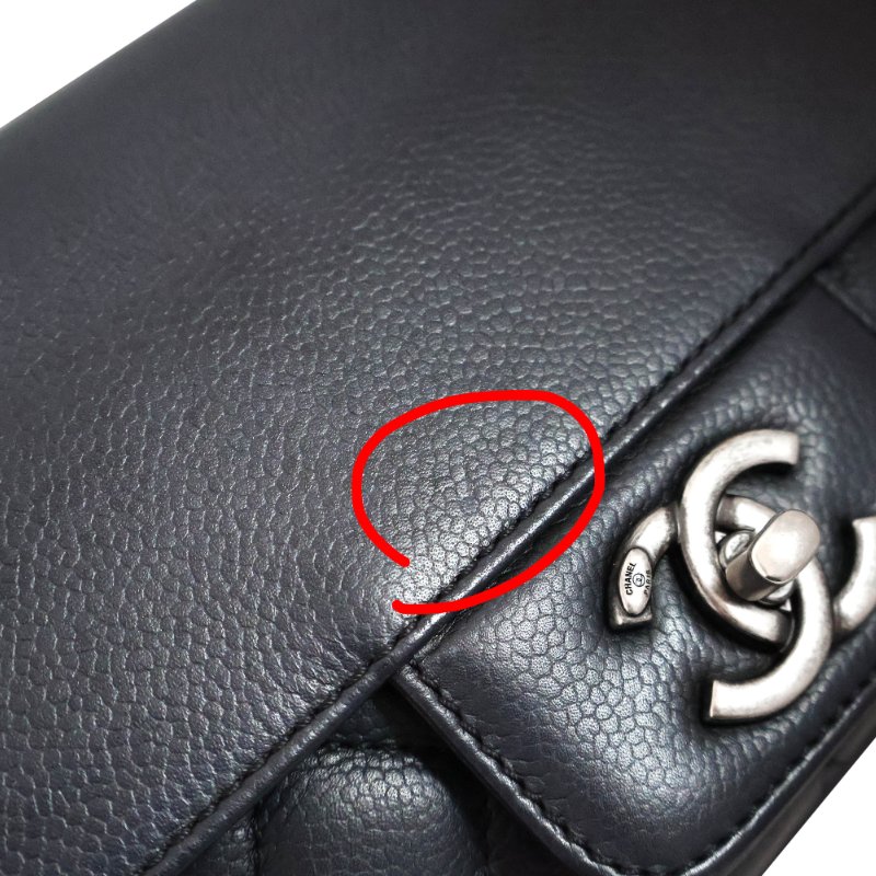 金鐸精品~C792 CHANEL 香奈兒 深藍色荔枝紋小牛皮 雙掀蓋金屬鍊帶側肩背包-9