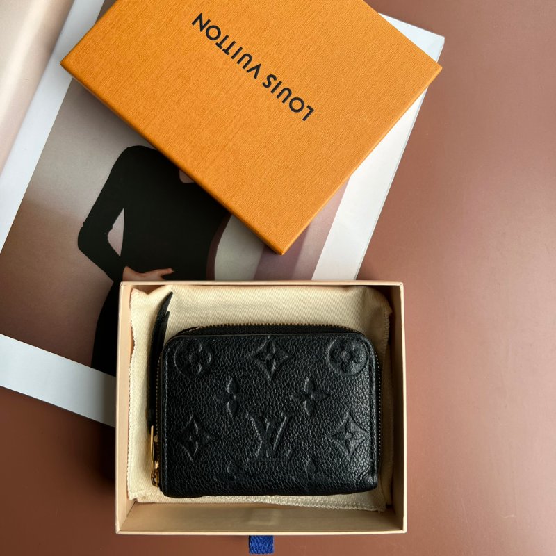 ::LOUIS VUITTON:: LV M60574 拉鍊零錢包 Monogram Empreinte 柔軟粒面壓花牛皮小短夾 卡包-1