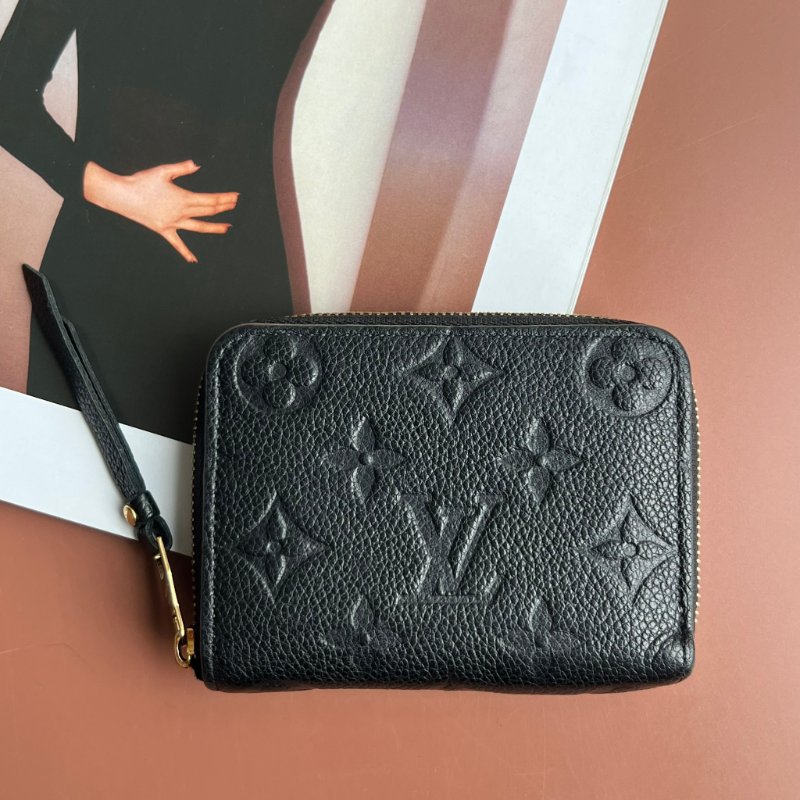 ::LOUIS VUITTON:: LV M60574 拉鍊零錢包 Monogram Empreinte 柔軟粒面壓花牛皮小短夾 卡包-0