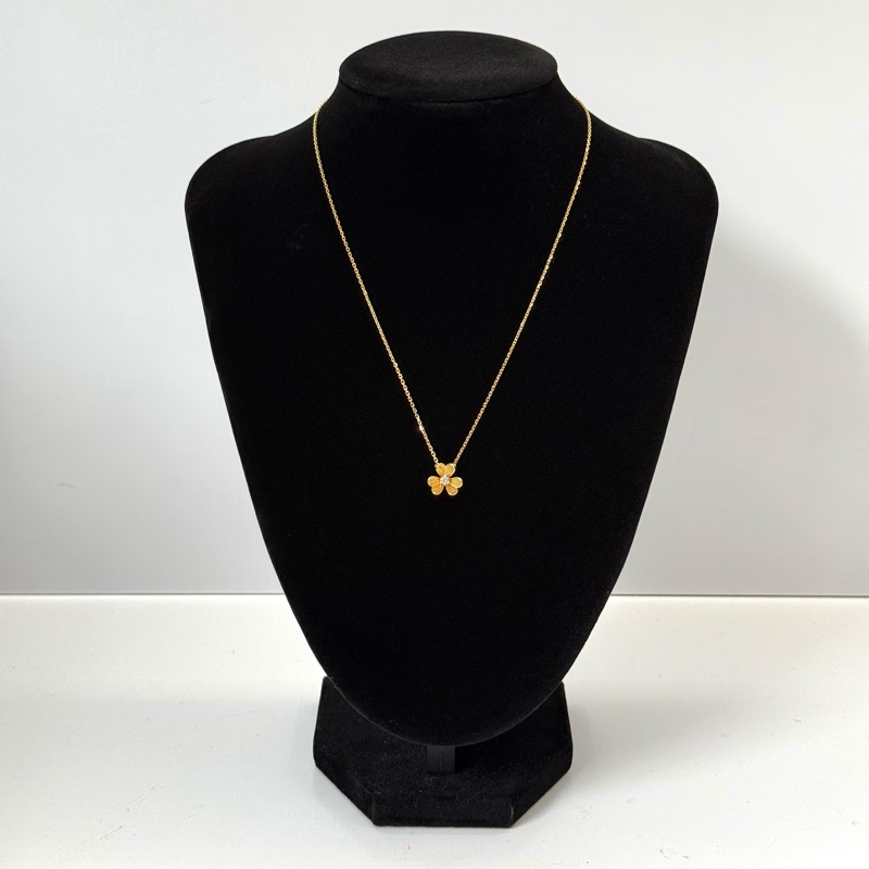 VAN CLEEF & ARPELS  梵克雅寶 FRIVOLE DIAMOND 1PD MINI YG750黃金鑽石項鍊-0