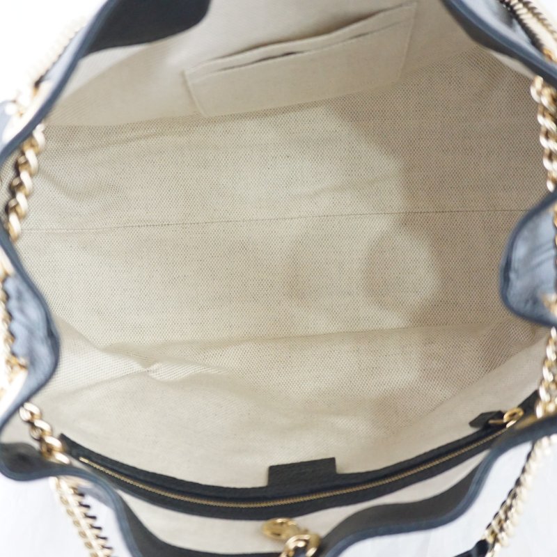 Gucci 536196 SOHO 黑色流蘇雙鍊手提包 肩背包-11