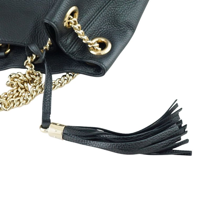 Gucci 536196 SOHO 黑色流蘇雙鍊手提包 肩背包-14