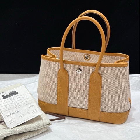 ❣️S級 99成新 HERMES 沙灘金帆布拼皮mini花園23 K刻