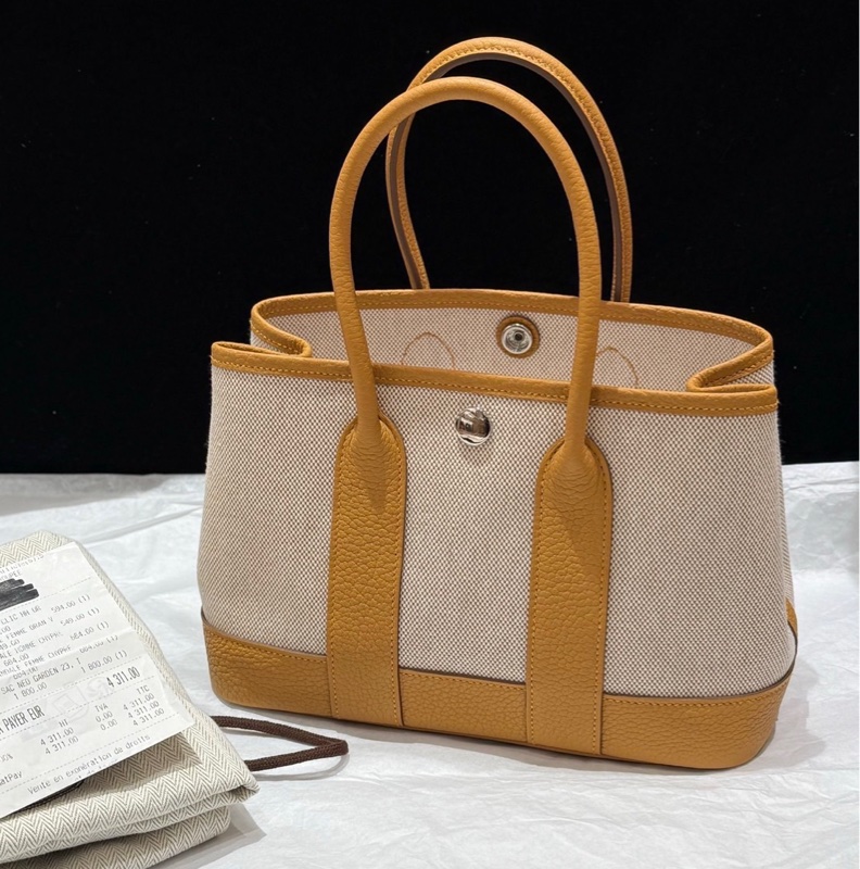 ❣️S級 99成新 HERMES 沙灘金帆布拼皮mini花園23 K刻-1