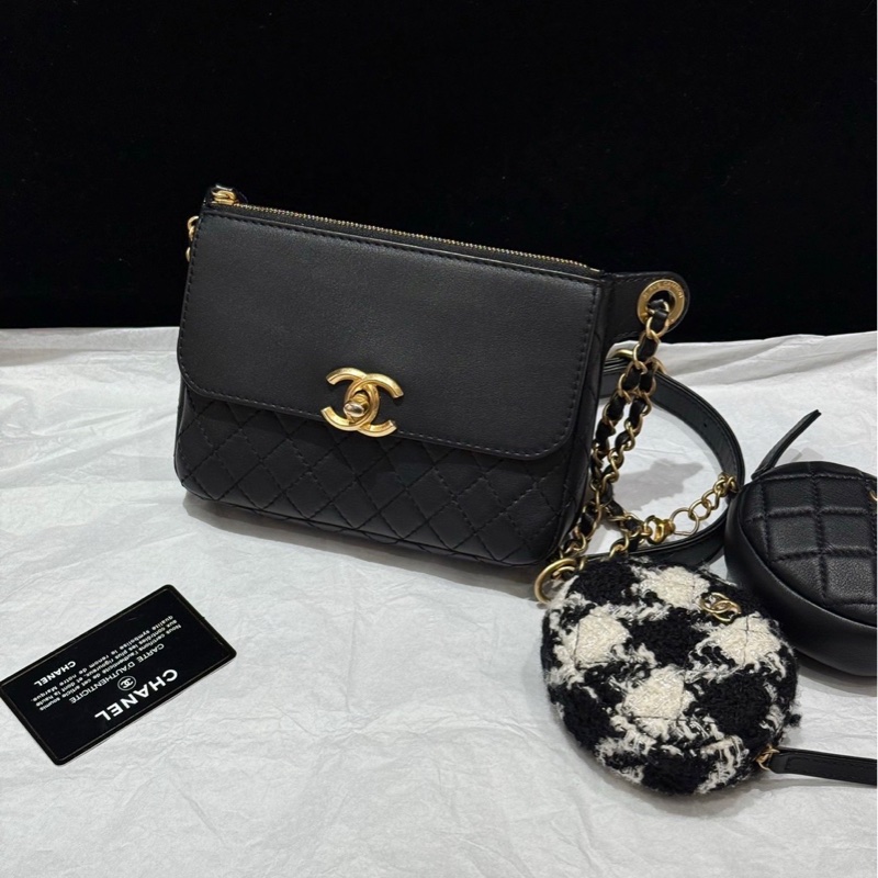 ❣️S級 99成新 Chanel 黑金三合一腰包-0