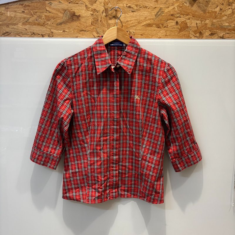 【美收精品】BURBERRY紅色格紋7分袖襯衫 4-995-0