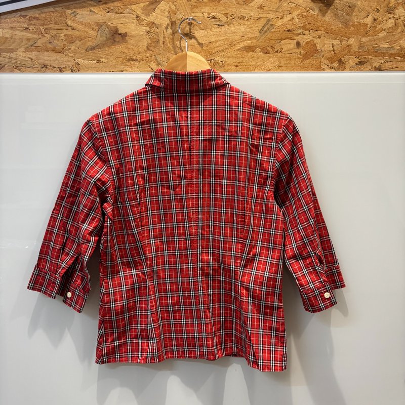 【美收精品】BURBERRY紅色格紋7分袖襯衫 4-995-1