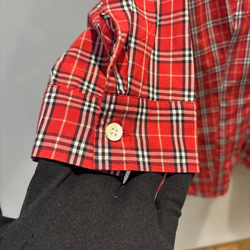 【美收精品】BURBERRY紅色格紋7分袖襯衫 4-995-2