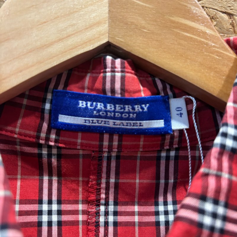 【美收精品】BURBERRY紅色格紋7分袖襯衫 4-995-5