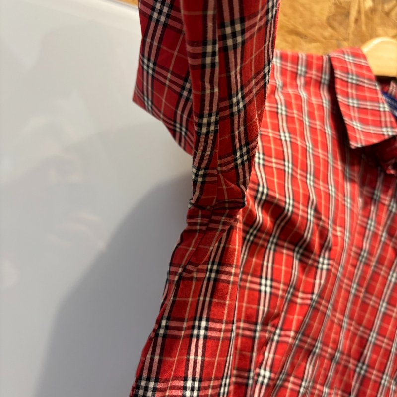 【美收精品】BURBERRY紅色格紋7分袖襯衫 4-995-6