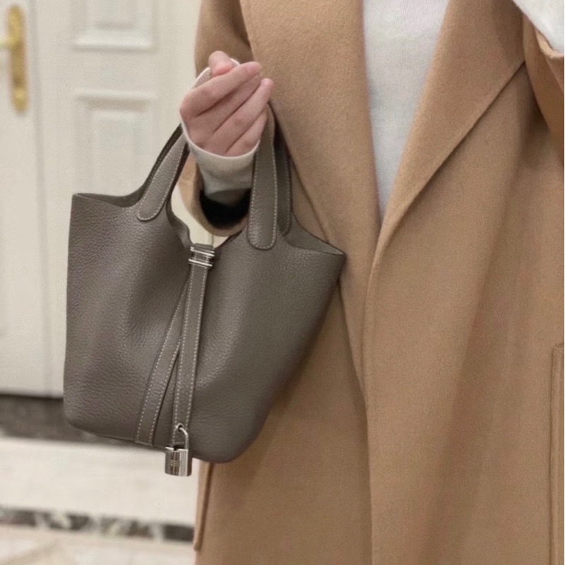 ❣️S級 98成新 Hermes Picotin18大象灰銀扣tc牛皮菜籃子/水桶包 D刻-5