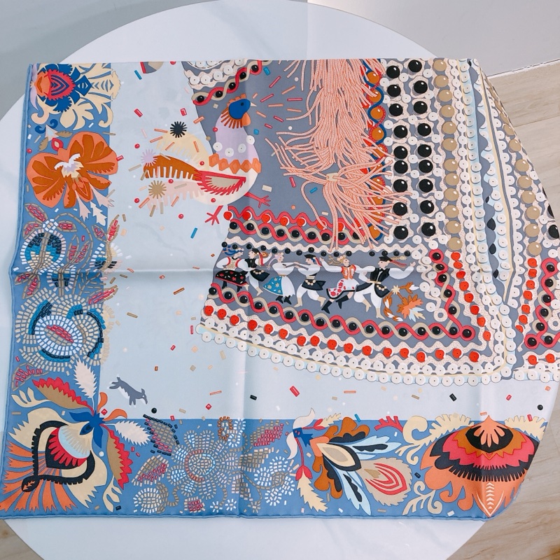 MS0581 HERMES 愛馬仕民族服飾衣服方型絲巾COSTUME DE FETE SCARF 90 X 90CM SILK-2