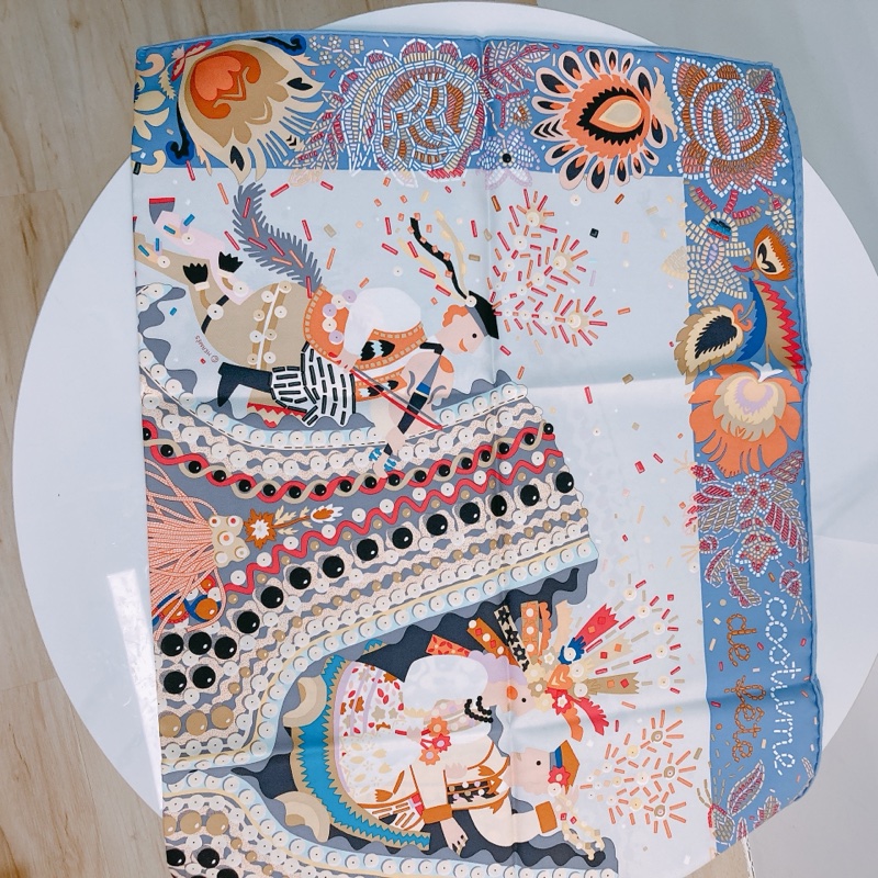 MS0581 HERMES 愛馬仕民族服飾衣服方型絲巾COSTUME DE FETE SCARF 90 X 90CM SILK-3