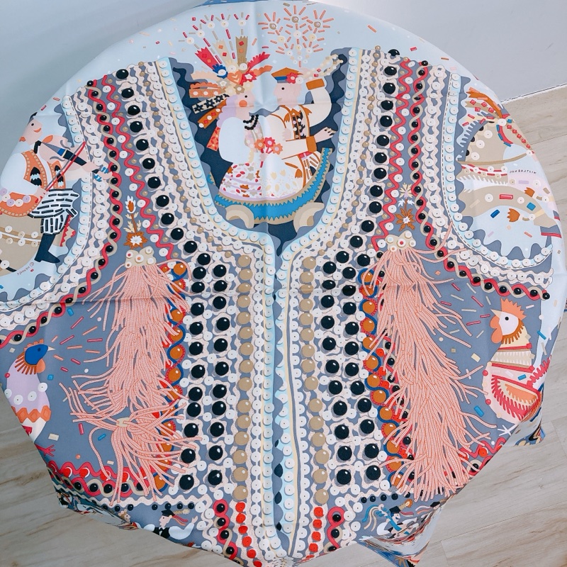 MS0581 HERMES 愛馬仕民族服飾衣服方型絲巾COSTUME DE FETE SCARF 90 X 90CM SILK-5
