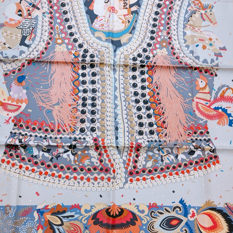 MS0581 HERMES 愛馬仕民族服飾衣服方型絲巾COSTUME DE FETE SCARF 90 X 90CM SILK-6