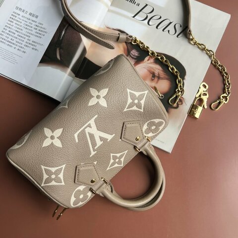 ::LOUIS VUITTON:: LV M46575 雙色花紋斑鳩灰壓紋皮革SPEEDY 20