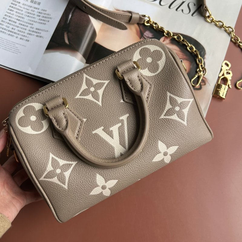 ::LOUIS VUITTON:: LV M46575 雙色花紋斑鳩灰壓紋皮革SPEEDY 20-2