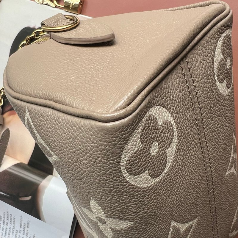 ::LOUIS VUITTON:: LV M46575 雙色花紋斑鳩灰壓紋皮革SPEEDY 20-5