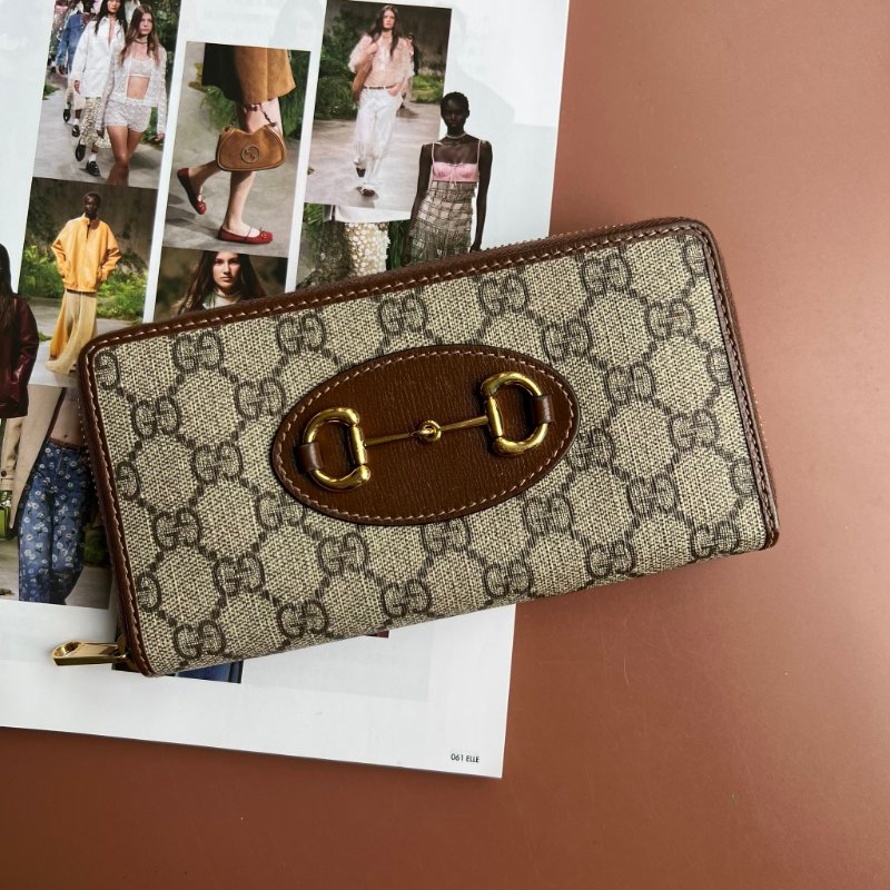 ::GUCCI::  HORSEBIT 1955 系列 馬銜釦雙 GG Supreme 拉鍊長夾 Zip Around Wallet-1